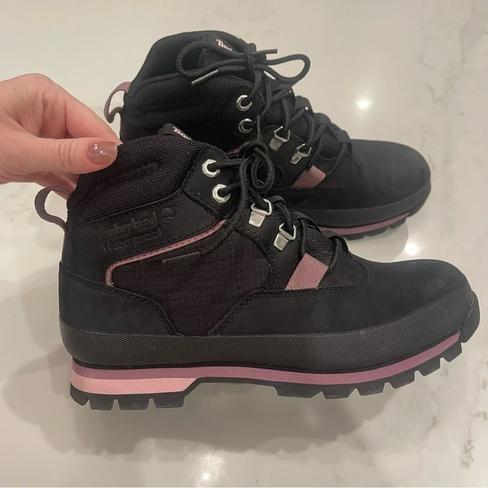 Like NEW! Timberland Women's Black and Pink Athletic Waterproof Boots - Picture 3 of 14